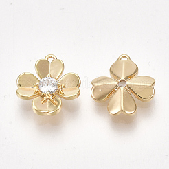 Brass Cubic Zirconia Charms&nbsp;X-KK-S350-289