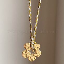 Alloy Textured Flower Pendant Adjustable Cotton Cord Long Necklaces for Women&nbsp;WGADEA5-01