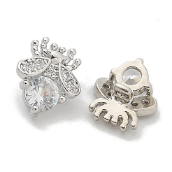 Rack Plating Brass Micro Pave Clear Cubic Zirconia Buttons&nbsp;KK-K293-02P