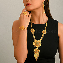 Alloy Hollow Round Bracelets & Earrings & Necklaces & Rings Sets for Women&nbsp;HW2952