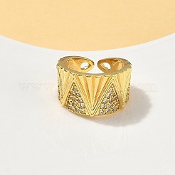 Brass Micro Pave Cubic Zirconia Adjustable Open Cuff Rings&nbsp;RJEW-V009-02G