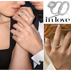 1 Set Zinc Alloy Glass Finger Rings Sets for Women&nbsp;RJEW-LP0001-25