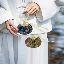3Pcs 3 Colors Valentine's Day Flower Embroidery Silk & Satin Drawstring Sachet Bags with Tassel&nbsp;AJEW-LP0012-28C