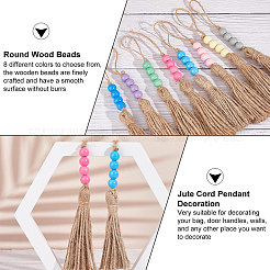 Round Wood Beads Pendant Decoration&nbsp;HJEW-OC00015