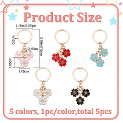 5Pcs 5 Colors Solid Color Sakura Enamel Keychain&nbsp;KEYC-CP0001-16