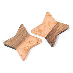 Transparent Resin & Walnut Wood Pendants&nbsp;RESI-S389-011A-B