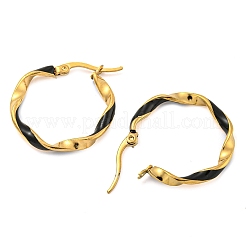 202 Stainless Steel Enamel Twist Hoop Earring&nbsp;EJEW-H003-34G