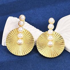 Flat Round Brass Stud Earrings&nbsp;KK-U058-60G
