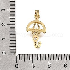 Brass Micro Pave Clear Cubic Zirconia Pendants&nbsp;KK-CBAA632-27G