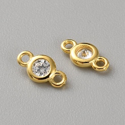 925 Sterling Silver Micro Pave Clear Cubic Zirconia Connector Charms&nbsp;STER-WH0010-71
