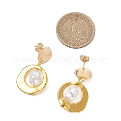 Nuggets Alloy & Plastic Imitation Pearl Dangle Stud Earrings&nbsp;EJEW-JE06904