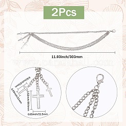 2Pcs Aloy 3-Layer Cross Charm Anklets for Women&nbsp;AJEW-SP0001-96