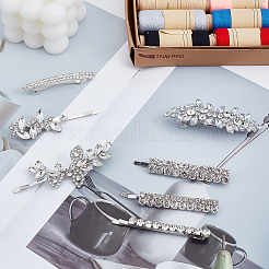 2 Sets 2 Styles Iron Crystal Rhinestone Hair Bobby Pins&nbsp;OHAR-ME0001-05