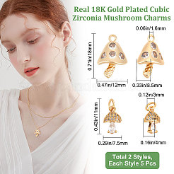 10Pcs 2 Styles Brass Clear Cubic Zirconia Pendants&nbsp;KK-BBC0005-43
