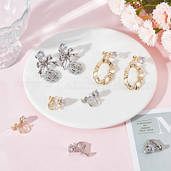 6 Pairs 2 Colors Brass Screw On Clip-on Earring Findings&nbsp;KK-BBC0010-24