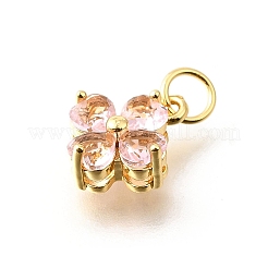 Brass Micro Pave Cubic Zirconia Pendants&nbsp;KK-V008-11G-06