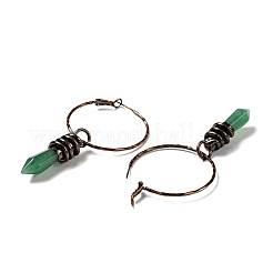 Natural Green Aventurine Bullet Dangle Hoop Earrings&nbsp;G-D468-23R