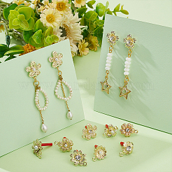 20Pcs 10 Styles Rack Plating Golden Alloy with Rhinestone and ABS Pearl Stud Earring Findings&nbsp;EJEW-UN0002-38