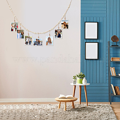 Wooden Beaded Wall Hanging Photo Display with Wooden Clip for Home Decorations&nbsp;DJEW-WH0036-152