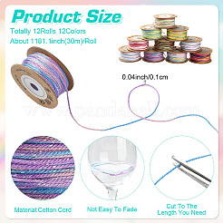 4 Rolls 4 Colors Segment Dyed Macrame Cotton Cord&nbsp;OCOR-YW0001-27C
