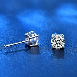 Anti-Tarnish 925 Sterling Silver with Moissanite Rhinestone Earrings&nbsp;AJEW-U007-05P