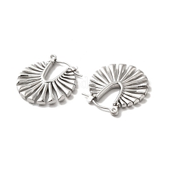 Non-Tarnish 304 Stainless Steel Hollow Out Flat Round Hoop Earrings for Women&nbsp;EJEW-K243-10P
