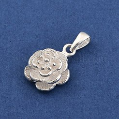 Fine Silver Flower Charms with Bails and 999 Stamp&nbsp;STER-P069-02A-S