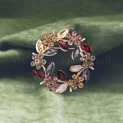 Flower Wreath Colorful Rhinestone Brooch&nbsp;JEWB-WH0026-19