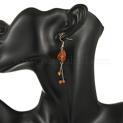 Natural Amber Nuggets Dangle Earrings&nbsp;EJEW-JE07523