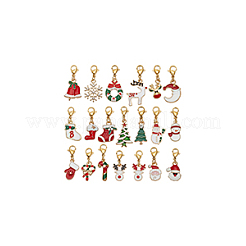 Christmas Theme Alloy Enamel Pendant Decorations&nbsp;HJEW-FG00002