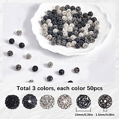 150Pcs 3 Colors Pave Disco Ball Beads&nbsp;RB-SP0001-10A