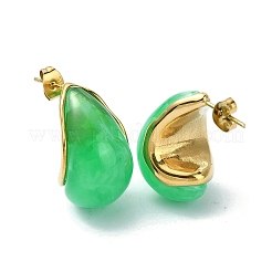 Ion Plating(IP) Golden 304 Stainless Steel Teardrop Stud Earrings&nbsp;EJEW-G375-17G-02