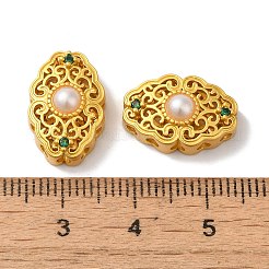 Rack Plating Hollow Brass Cubic Zirconia Beads&nbsp;KK-K381-16D-MG