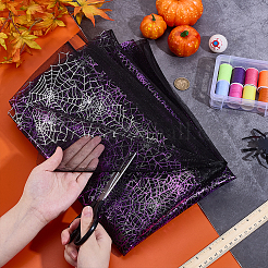 Halloween Spider & Spider Web Polyester Gauze Fabric&nbsp;AJEW-WH0314-677D