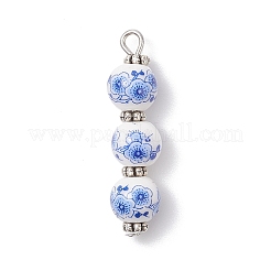 Handmade Flower Printed Porcelain Ceramic Pendants&nbsp;PALLOY-JF04452-02