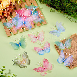 32Pcs 8 Styles Cloth Butterfly with Imitation Pearl Ornament Accessories&nbsp;DIY-TA0014-29