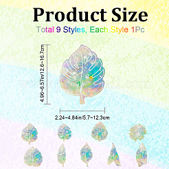 9Pcs Leaf Colorful Suncatcher Rainbow Prism Electrostatic Glass Stickers&nbsp;DIY-WH0409-69G