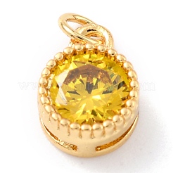 Real 18K Gold Plated Brass Inlaid Cubic Zirconia Charms&nbsp;ZIRC-L100-081G-02