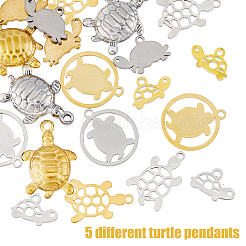 20Pcs 10 Style 201 & 304 Stainless Steel Pendants&nbsp;STAS-HY0001-15