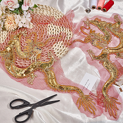 2Pcs 2 Styles Dragon Shape Polyester Embroidery Sew on Flower Appliques&nbsp;PATC-MA0001-36