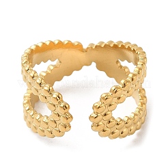 304 Stainless Steel Criss Cross Open Cuff Rings for Women&nbsp;RJEW-D012-10G