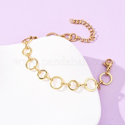 304 Stainless Steel Round Ring Link Chain Bracelets for Women&nbsp;BJEW-F536-01G