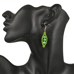 304 Stainless Steel Glass Seed Beads Pea Dangle Earrings&nbsp;EJEW-MZ00557