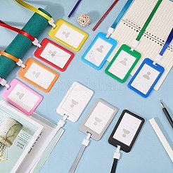 Rectangle Plastic ID Badge Holder with Lanyard&nbsp;AJEW-CP0006-04C