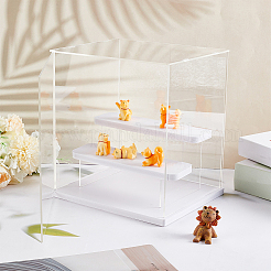 3-Tier Assembled Trasparent Plastic Toys Action Figures Display Riser Boxs&nbsp;ODIS-WH0029-75