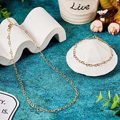 Brass Heart Link Chain Bracelet & Necklace with 304 Stainless Steel Lobster Claw Clasps&nbsp;SJEW-TA0001-03
