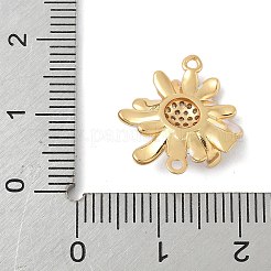 Flower Brass Micro Pave Clear Cubic Zirconia Connector Charms&nbsp;X-KK-M326-06-G02