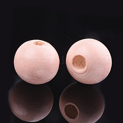 Painted Natural Wood Beads&nbsp;WOOD-S049-05J