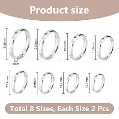 16Pcs 8 Styles Stainless Steel Simple Plain Band Ring for Unisex&nbsp;RJEW-DC0001-19P