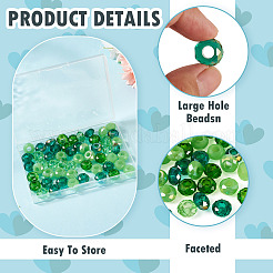 54Pcs 6 Colors Green Color Theme Glass European Beads&nbsp;GPDL-TA0001-11
